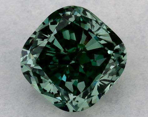 IGI 0.42 Carat Fancy Vivid Green-VS1 Cushion Modified Cut Lab-Grown Diamond